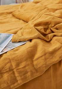 Juego de Funda Nórdica de Algodón 100% Lavado Color Mostaza con 2 Fundas de Almohada, Edredón Bohemio para Uso en Hogar, Hotel y Bodas - Product Image 2