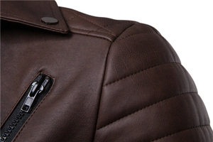 Chaqueta de Cuero PU a Rayas para Hombre, Impermeable y Resistente al Viento, Estilo Bomber con Cierre de Cremallera - Product Image 4