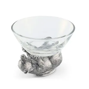 Tazón de Cerámica con Forma de Animal y Base de Metal con Diseño de Oso, Estilo Americano Ecológico, Plato Decorativo, Diseño Novedoso, Decoración Hecha a Mano para el Hogar - Product Image 1