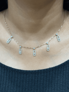 Collar de Diamantes Cultivados en Laboratorio, Corte Redondo, 0.95 Ct, Diseño de Múltiples Eslabones, Joyería Fina Contemporánea para Mujer - Product Image 1
