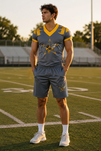 Ensemble d'uniformes de football américain unisexe à manches courtes, 300g, motif uni, respirant, style le plus récent, haute qualité, vente chaude, 100% coton - Product Image 3