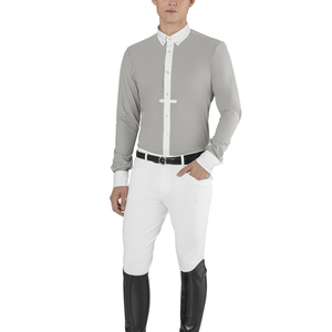 Camisa de Manga Larga para Hombre, Color Sólido, Transpirable, para Competencia Ecuestre, Nuevo Estilo - Product Image 1