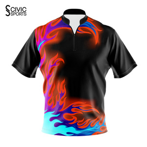 Custom <b>Bowling</b> Jersey Golf Sublimation Dye Printed Quick Dry Breathable Unisex Sports Quarter Zip Shirts - Product Image 1