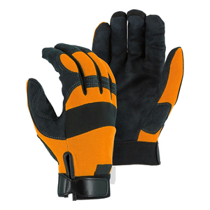 Gants de travail jaunes et noirs pour mécaniciens, robustes, paume synthétique renforcée, sangle de poignet réglable, gants utilitaires industriels - Product Image 3