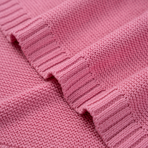 <b>Pink</b> Knitted <b>Throw</b> Blanket Solid Color Rectangle 100% Cotton Spring Autumn Eco-Friendly Baby Sleeping Home Use Folded Simple - Product Image 2