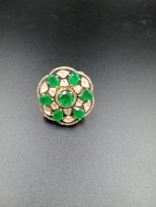 Amaira Jewels Floral <b>Cocktail</b> <b>Ring</b> Green Doublet 18K <b>Gold</b> Plated Women's Classic Adjustable Handmade Ethnic Rajasthan for - Product Image 3