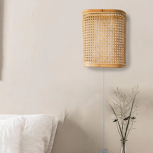 Modern Nordic Hand-Woven Rattan <b>Wall</b> <b>Sconce</b> Minimalist Bamboo Wicker <b>Wall</b> Lamp for Hotel Corridor Bedroom Living Room - Product Image 6
