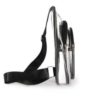 Custom Transparent <b>Clear</b> PVC Waterproof Fashion Zipper Sling Crossbody <b>Bag</b> for Unisex Black Casual Women Handbags 1-1.9L - Product Image 4