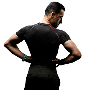 Chemise de compression noire pour hommes, séchage rapide, respirante, extensible dans les 4 sens, pour la gym, la course à pied, l'entraînement sportif, haut de performance - Product Image 2