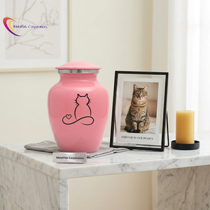 White Pet Cremation <b>Urns</b> Aluminium Metal <b>Cat</b> Memorial Funeral Jars with Heart Handcrafted Durable Keepsake Pet Casket Dog <b>Urns</b> - Product Image 5