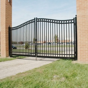 Portail de jardin en fer forgé KHP robuste avec revêtement en poudre, double battant, style européen ornemental, sécurité renforcée, installation facile pour villa - Product Image 2