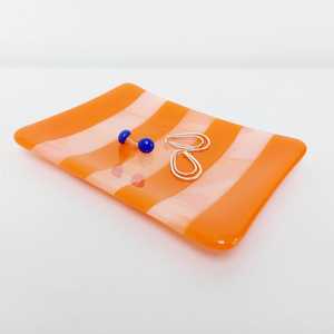 Modern Orange Stripe Resin Tray – Handmade Decorative Jewelry & Vanity Organizer Tray for Home Tabletop <b>D</b>écor - Product Image 5