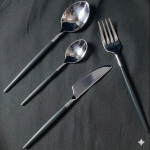 Ensemble de couverts en acier inoxydable argenté, durable, poli miroir, pour mariage, restaurant, location de couverts de table - Product Image 5