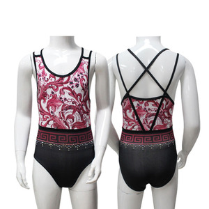 Justaucorps de gymnastique personnalisé imprimé par sublimation, avec strass, tenue de danse de ballet à manches longues, combinaison de compétition pour filles et femmes - Product Image 4