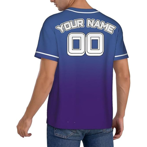 Maillot de baseball personnalisé OEM pour homme grande taille, respirant, séchage rapide, antibactérien, 2 boutons, 100% coton biologique, imprimé en sérigraphie - Product Image 5