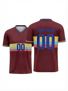 Ropa Deportiva al por Mayor, Jersey Personalizado con Nombre y Número para Hombre, Color Borgoña, Spandex/Nailon, Transpirable y que Absorbe la Humedad - Product Image 1