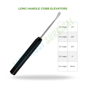 Elevador Cobb de mango largo de 15 pulgadas, instrumento quirúrgico de columna vertebral para neurocirugía, para elevación periostal de huesos - Product Image 2