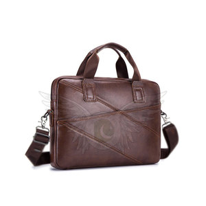 Sac à ordinateur portable décontracté en cuir véritable, prêt à l'emploi, avec un design spacieux et durable et une disposition pratique pour les voyages - Product Image 2