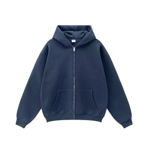 Sweat à capuche zippé personnalisé, surdimensionné, en molleton épais, avec logo OEM personnalisé, en coton - Product Image 3