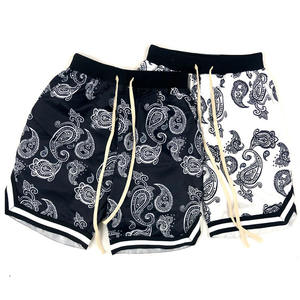 Shorts de basketball unisexe en velours côtelé côtelé style floral, coupe ample rétro, personnalisables, en maille, pour hommes et femmes - Product Image 1