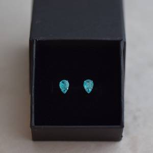 ต่างหูพลอยพาราอิบาทัวร์มาลีนสีน้ำเงินทรงหยดน้ำ ต่างหูเงินสำหรับผู้หญิง ของขวัญวันเกิด - Product Image 5