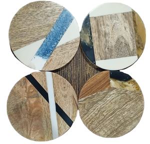 100% sous-verres en bois de haute qualité café tasse vierge tapis sous-verres personnalisés pour boisson sous-verre rond en bois d'Inde - Product Image 1