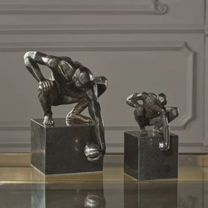 Offre Spéciale : Sculpture Abstraite Moderne en Aluminium, Statue Humaine de Homme Penseur Accroupi, Figurine Décorative pour Salon - Product Image 4