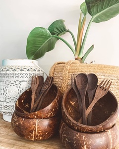 Ensemble de vaisselle classique vietnamien en noix de coco, cuillère écologique pour servir la soupe et les nouilles, fabricant direct, prix de gros, personnalisable - Product Image 5
