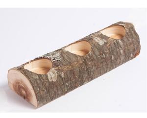 Elegante Portavelas de Madera Natural con Diseño de Corteza, Tres Orificios para Velas de Té, Vajilla al Mejor Precio - Product Image 1