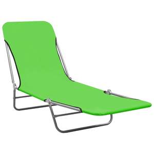 Ensemble de 2 chaises longues durables en acier thermolaqué vert et tissu Oxford pour l'extérieur - Product Image 2