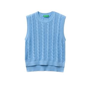 เสื้อสเวตเตอร์ครอปแขนกุดคอโอ ผ้าฝ้ายริบบ์ แต่งลายปัก สีดำขาว สำหรับผู้หญิง ฤดูหนาว ปี 2026  มีจำหน่ายแล้ว - Product Image 5