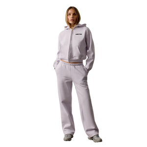 Womens Full <b>Zip</b> Hooded Tracksuit Set Relaxed Straight <b>Trousers</b> Elastic Waist Two Piece Everyday Lounge Travel Streetwear Outfits - Product Image 1