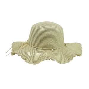 Sombrero de Paja con Borde Ancho Festoneado, Estilo Y2K, para Verano, Playa, Viajes al Aire Libre, con Lazo de Cinta y Detalles de Perlas para Mujer - Product Image 5