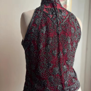 FQC Top Corto para Mujer con Pedrería y Flecos, Cuello Redondo, Estilo Baby Tee, para Salir - Product Image 4