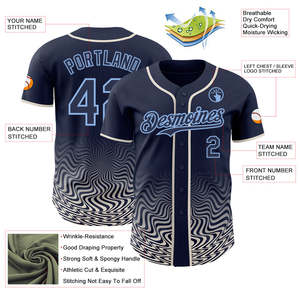 <b>Athletic</b> Baseball Team Uniform Breathable Quick Dry Polyester Custom Embroidery Screen Print Heat Transfer Print Sports Jersey - Product Image 3