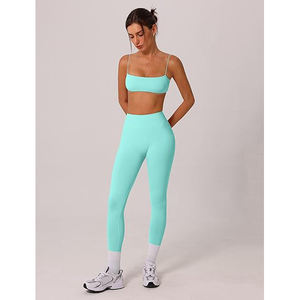 Conjunto de Yoga sin Mangas para Mujer con Sujetador Deportivo con Relleno, Leggings de Cintura Alta de Secado Rápido, Ajuste Ceñido, Ropa Deportiva de Nailon y Spandex - Product Image 4