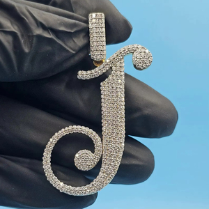 จี้ตัวอักษร J แบบกำหนดเอง ชุบเงินแท้ 925 ประดับเพชรโมอิสซาไนต์ VVS สร้อยฮิปฮอปสุดหรู เครื่องประดับอักษรย่อสำหรับทุกเพศ ชุบเงิน - Product Image 1