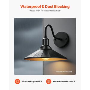 Paquete de 2 Lámparas de Pared para Exteriores, Estilo Vintage, con Cuello de Cisne, 11.5 Pulgadas de Diámetro, Resistentes al Óxido - Product Image 4