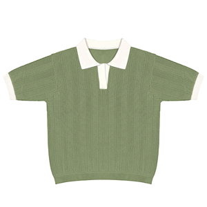 Polo de Punto de Manga Corta para Hombre, Color Sólido, Corte Regular Informal, Cuello Blanco, Textura Acanalada - Product Image 4