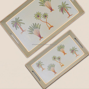 Decorative Wooden <b>Enamel</b> Serving <b>Plate</b>-Contemporary Rectangle Design Dishwasher Safe Stocked - Product Image 3