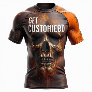 Maillot de compression personnalisé à manches courtes pour MMA, imprimé HD, pour BJJ Jiu Jitsu, entraînement de grappling, séchage rapide, extensible - Product Image 1