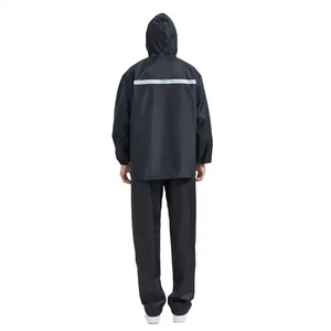 Traje Impermeable Unisex para Adultos, de Manga Larga, con Capucha, de una Pieza, para Todas las Estaciones, Chaqueta y Pantalones Negros de Poliéster - Product Image 1