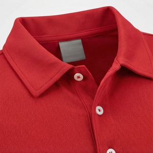 Polo à manches courtes rouge pour homme, 100% coton, tissu Oxford respirant, coupe classique, couleur unie, design tissé - Product Image 4