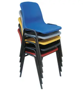 simple design China furniture factory produces blow-molded, stackable outdoor plastic chairs with metal feet
