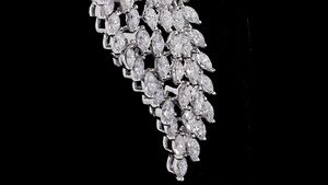 Boucles d'oreilles pendantes en diamant de laboratoire - Boucles d'oreilles pendantes en forme de grappe florale bicolore, style cascade marquise, plaqué or 14 carats, rhodié, certifiées IGI - Product Image 5