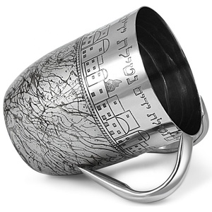 Exquisita Copa de Mármol con Diseño Abstracto de la Ciudad de Jerusalén, Netilas Yadayim, Arte Judío Ecológico, Rosh Hashanah, Año Nuevo Judío - Product Image 5