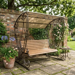 Fauteuil balançoire de patio en fer forgé fait main, robuste, 2 places, banc de jardin, style victorien, coussin non imperméable - Product Image 2