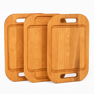 Grande planche à découper en bois d'acacia avec poignées latérales et rainure pour les jus, planche de cuisine en bois massif, planche à découper de boucher OEM - Product Image 3