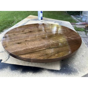 Wooden Lazy Susan Round Handmade Polished Minimalist Design Solid Wood Dishes & <b>Plates</b> - Product Image 3