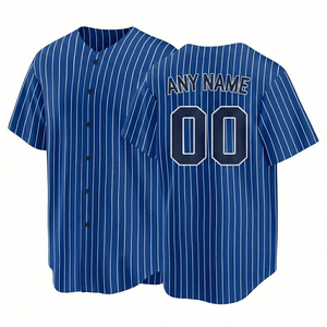 Camiseta de béisbol personalizada con rayas blancas para hombre, manga corta, con botones en la parte delantera, ropa deportiva que absorbe la humedad, cualquier nombre, número 00 - Product Image 1